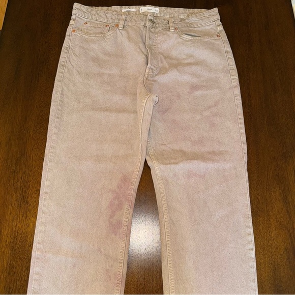 MNG Denim Mango Straight Cropped Distressed Purple Hue Raw Hem Jeans Size 12 - Picture 2 of 7